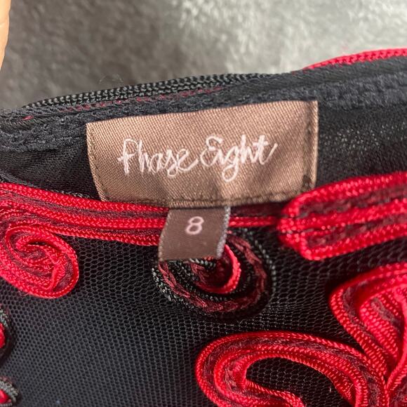 Y2k Midi Dress Size 8 Black Red Floral Embroidered Fairy Grunge Whimsigoth Party - Picture 14 of 16